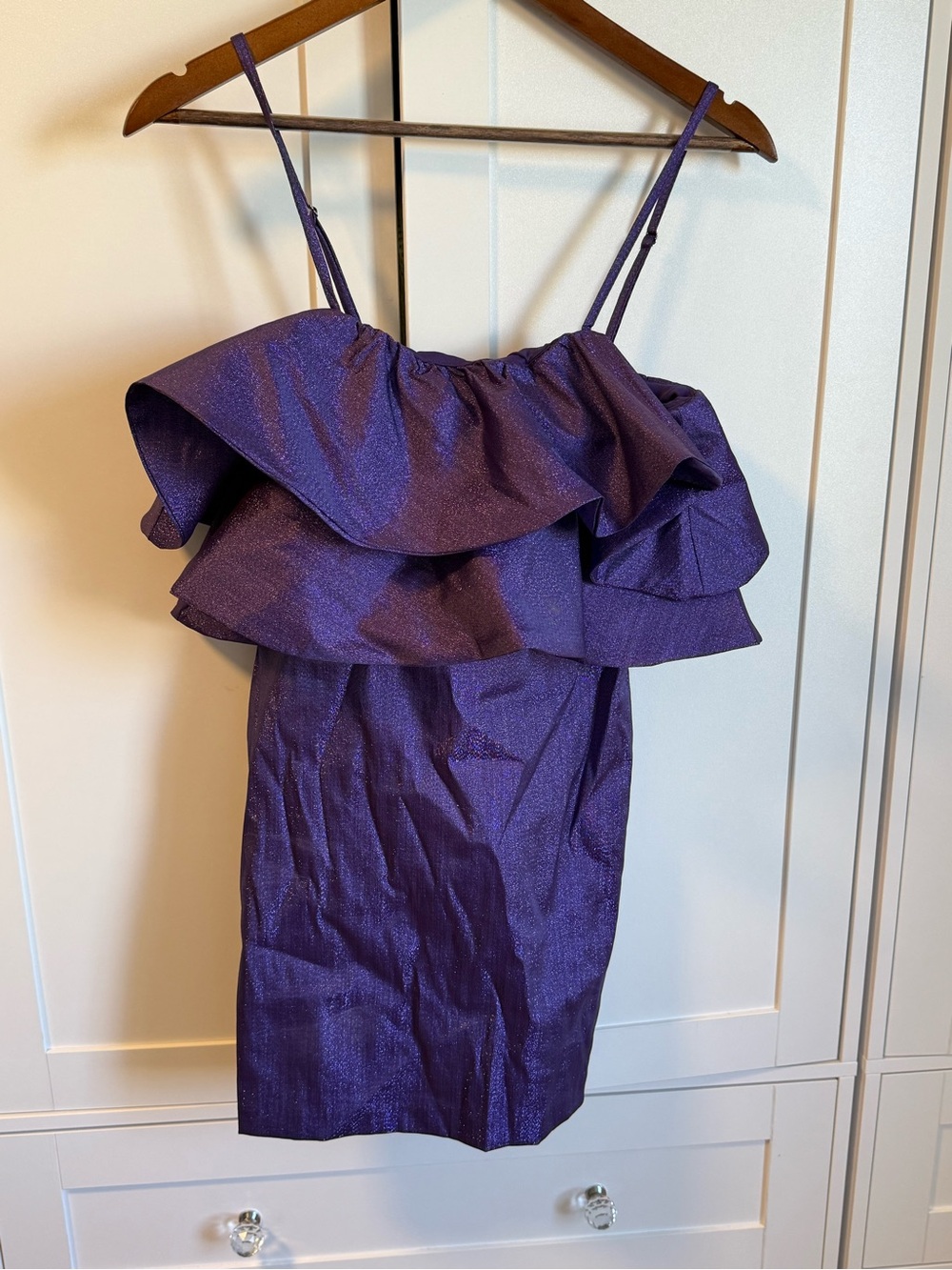 Zara Shimmery Purple Ruffle Mini Dress